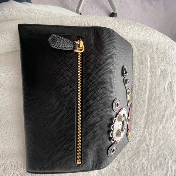 Prada Robot Saffiano Leather Wallet, Black Pattern - Picture 2 of 4